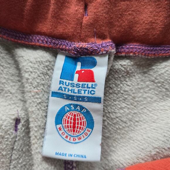 A$AP WORLDWIDE x Russell Athletic Skull Graphic Sweatpants Rust Purple Size S - Picture 6 of 9